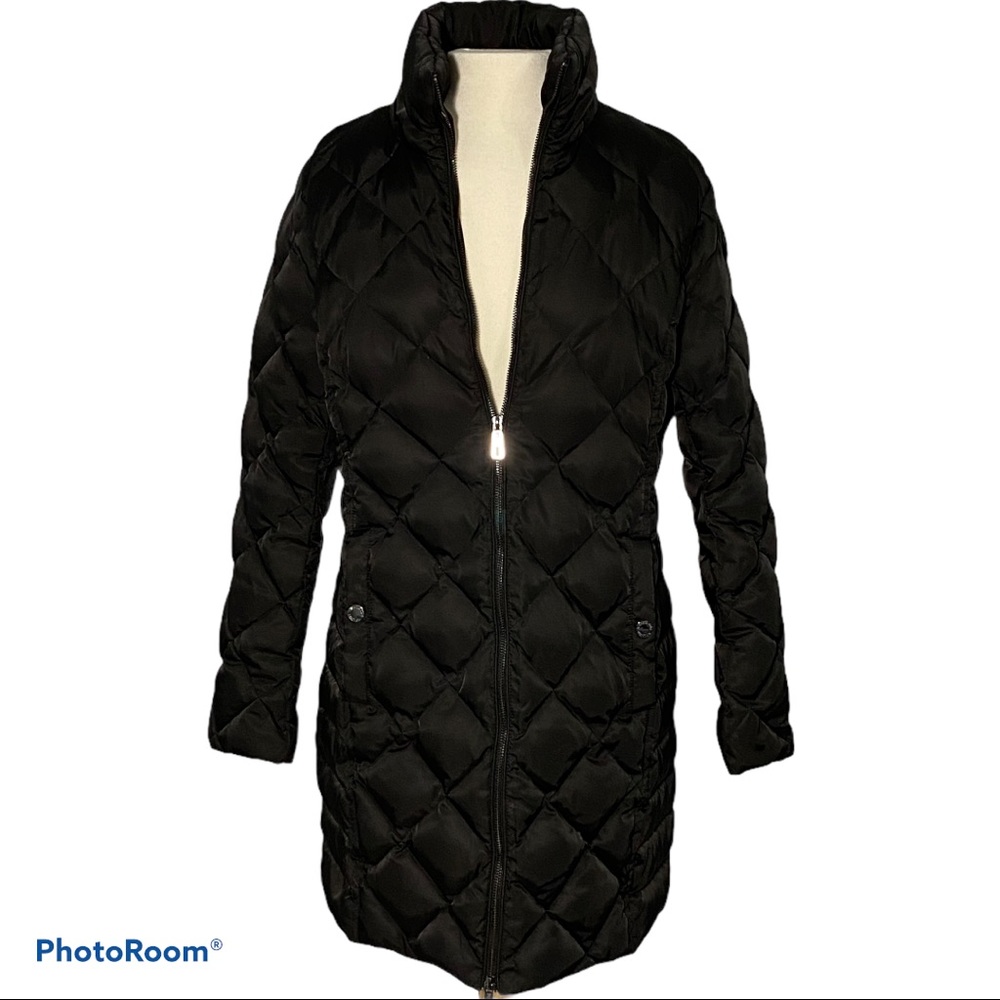 Kenneth Cole Black Long Puffer Coat